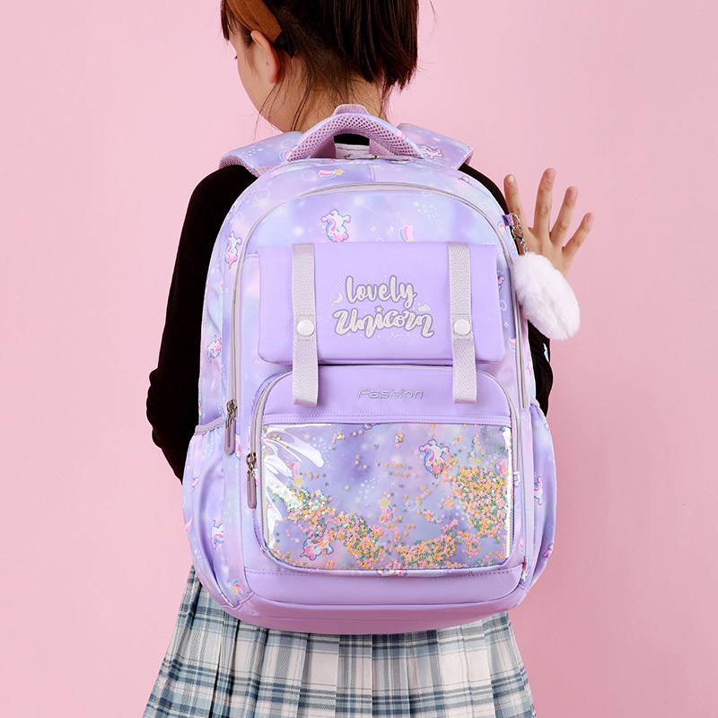 A trendy and cute schoolbag for primary school girls in grades 3456, with a large-capacity, lightweight backpack for junior high school students Specification drawing