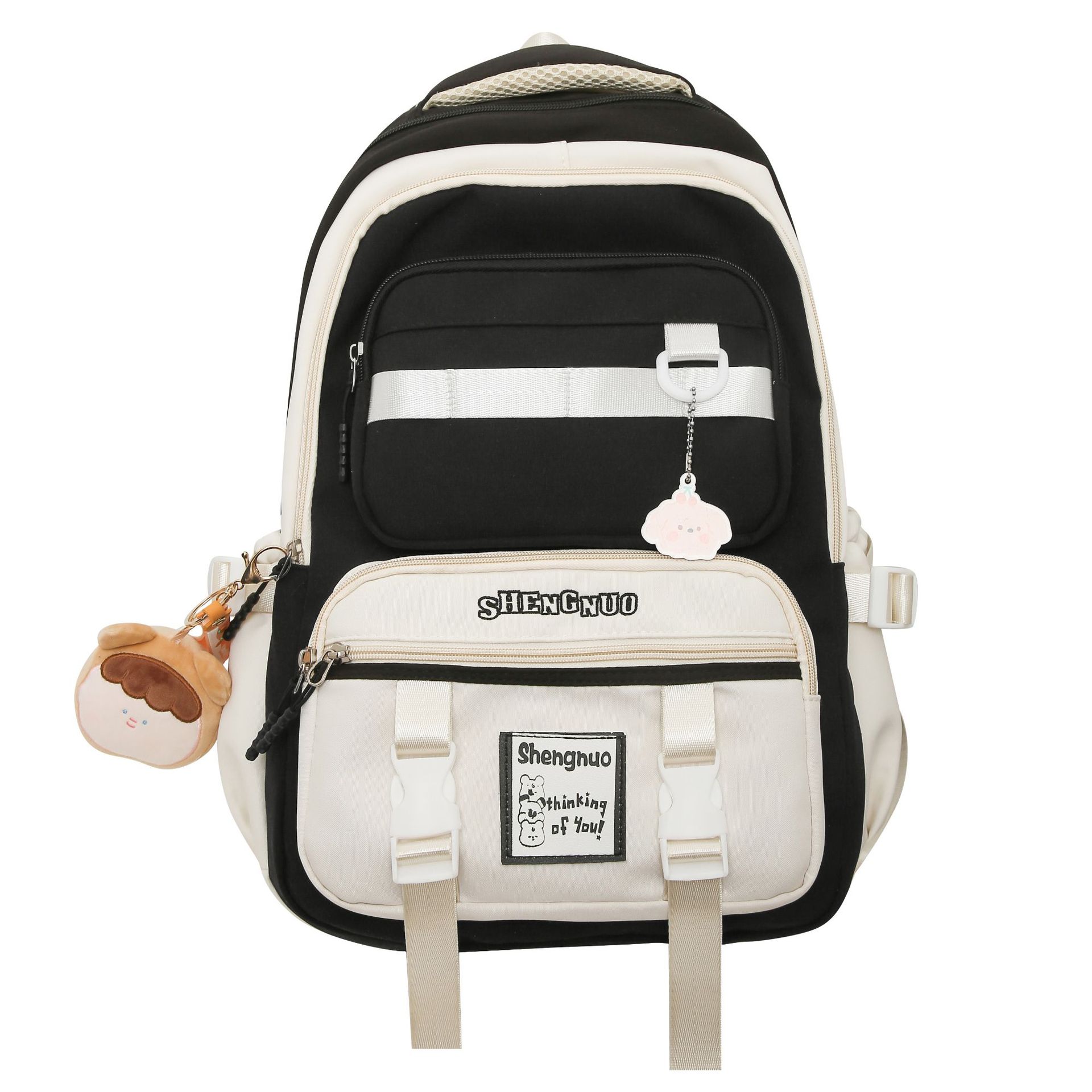 The new large-capacity backpack with contrasting colors is a versatile Japanese ins school style backpack with multiple compartments to reduce the burden Item Picture