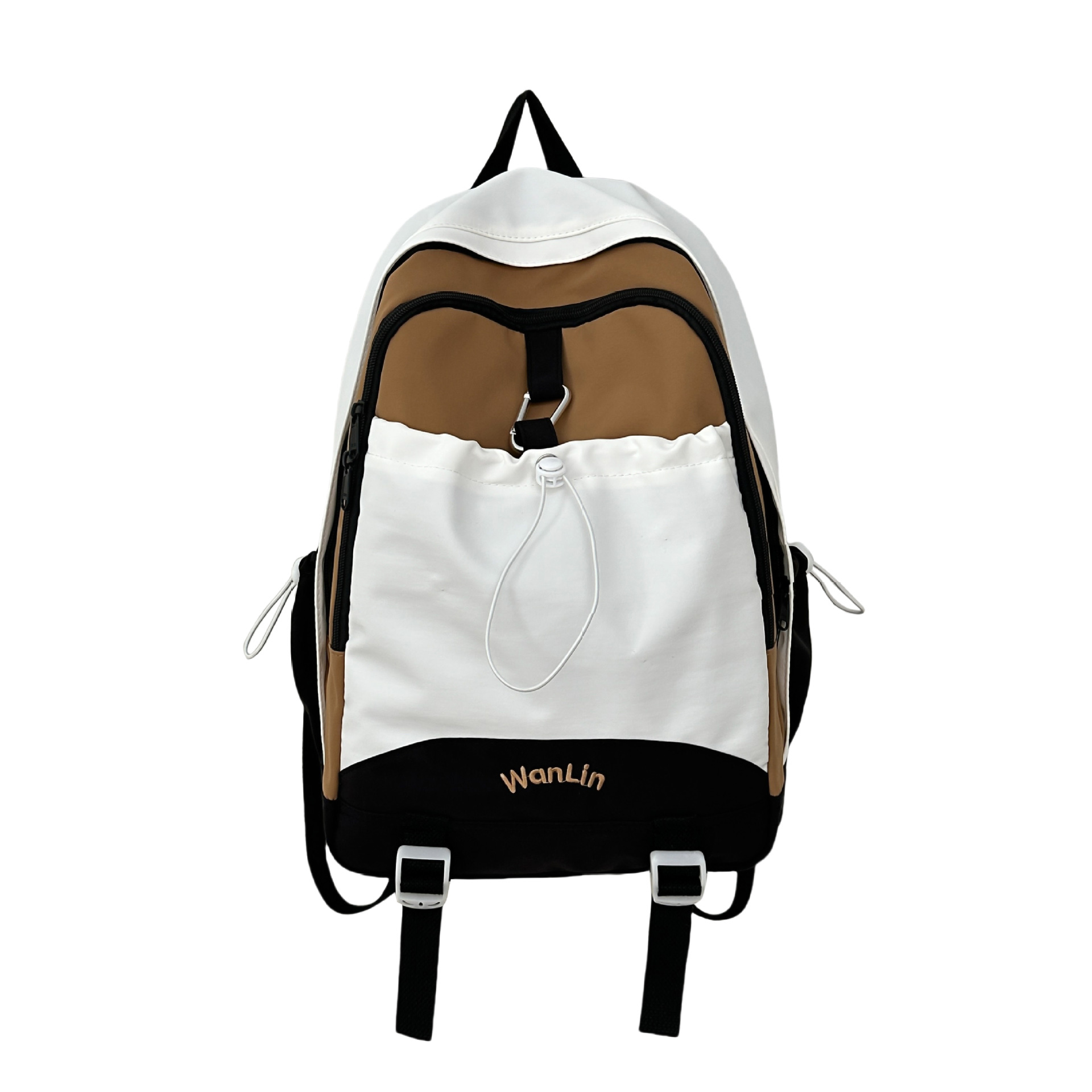 Korean macarons are cute and versatile. Junior high school schoolbag, girl's stylish color-blocking backpack, high appearance level high school student backpack Item Picture