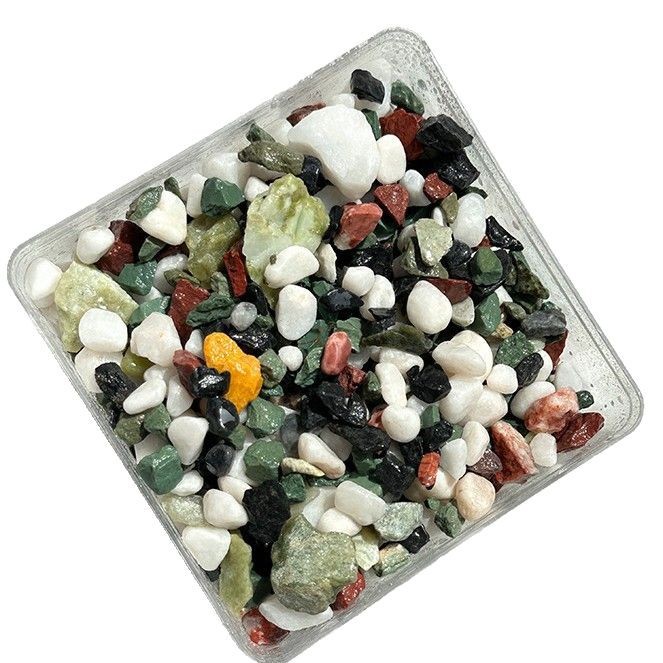 Factory wholesale of five-color stones, colored pebbles, adhesive stone flooring, terrazzo aggregates, garden landscaping, courtyard and home decoration Item Picture