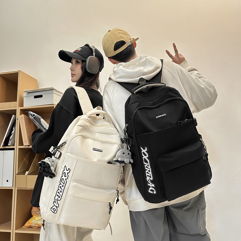 Spring new simple and large-capacity couple casual backpack, high appearance level Korean-style trendy backpack for junior and senior high school students details Picture