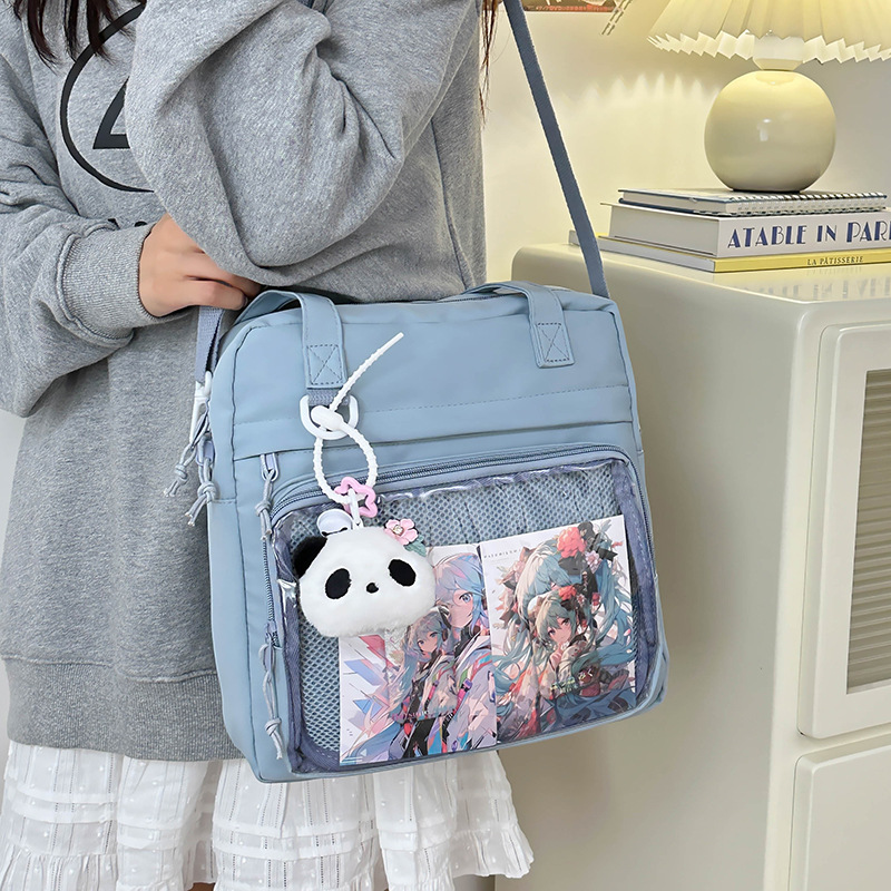 Japanese-style pain bag, 2D girl single-shoulder bag, new transparent student commuting and after-school bag, large-capacity backpack details Picture