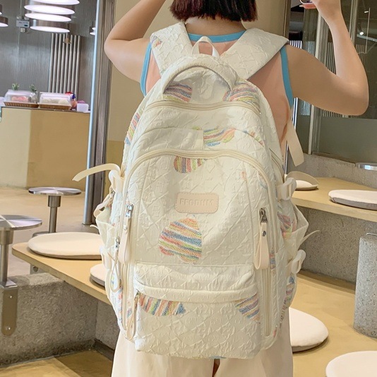 Cute school-style ins large-capacity high school student treasure bag, sweet and versatile backpack for girls, college student backpack full figure
