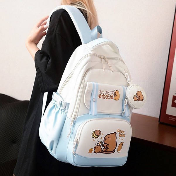 The new high-appearance-level ins fresh, sweet and cute Capibara backpack is a lightweight backpack for students in grades 3-6 details Picture