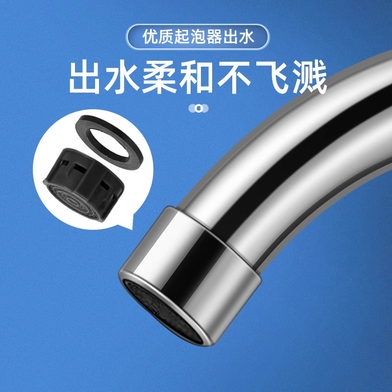 Cold and hot double-handle double-switch single-hole kitchen faucet, brass double-opening sink, single-hole faucet, double-control rotation Application Scenario