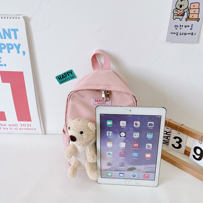 New double-pocket bear backpack, cute cartoon backpack, large-capacity children's backpack for boys and girls Specification drawing