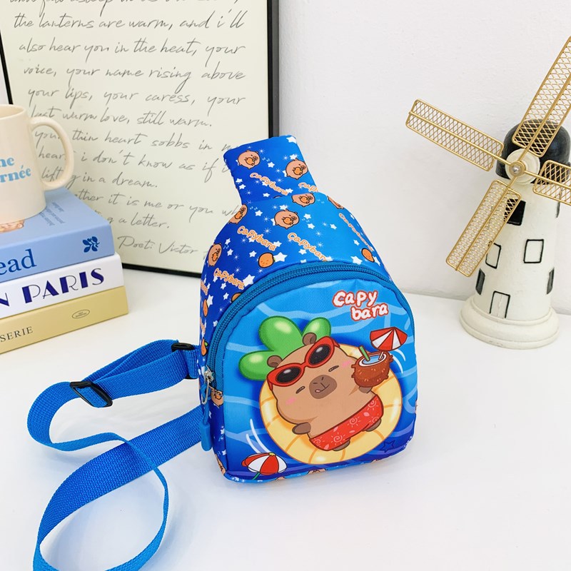 2025 New children's bag, Capibara cartoon chest bag, Capybara kindergarten boys' and girls' outdoor single-shoulder crossbody bag details Picture