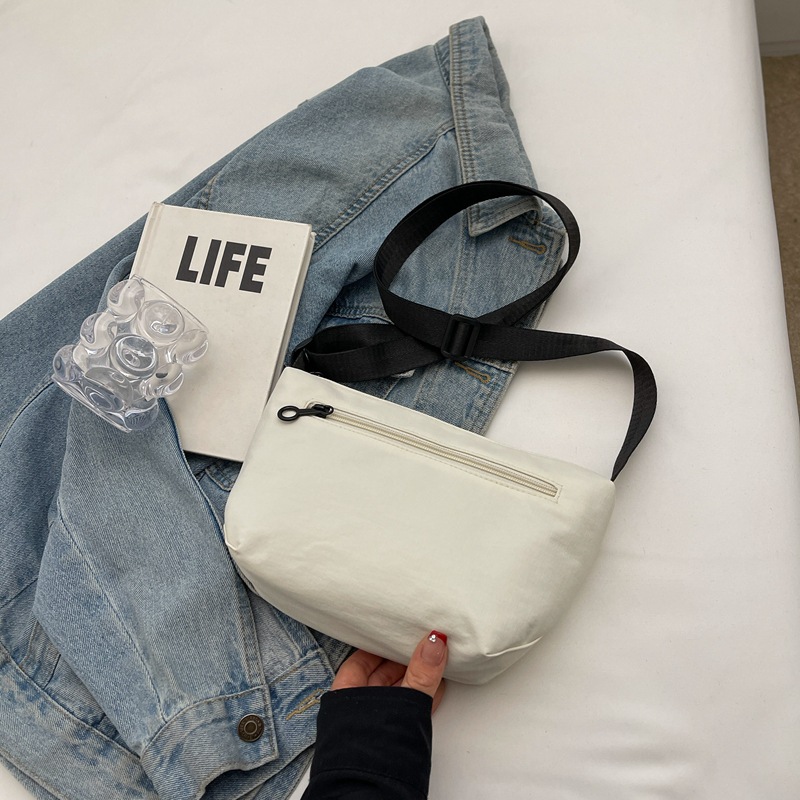 Canvas bag for women's summer 2024 new style, niche, fashionable and simple single-shoulder crossbody bag, high-end women's dumpling bag Specification drawing