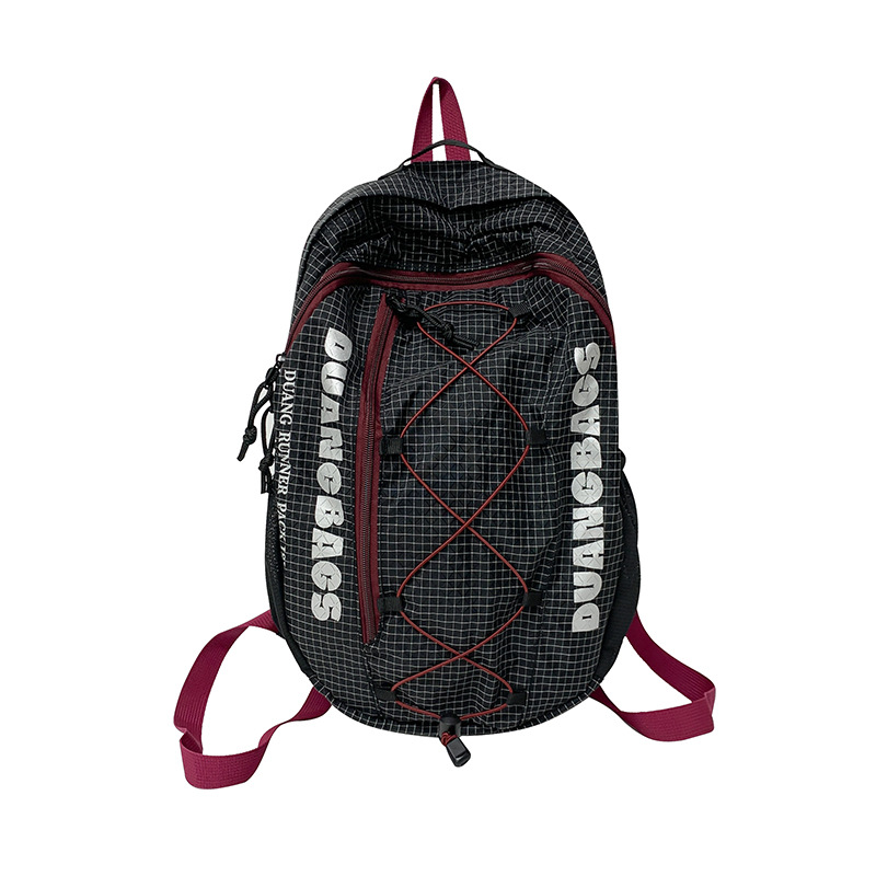 A new high-appeal color-blocking drawstring letter backpack for both men and women, a light and fresh backpack for junior and senior high school students to commute Item Picture