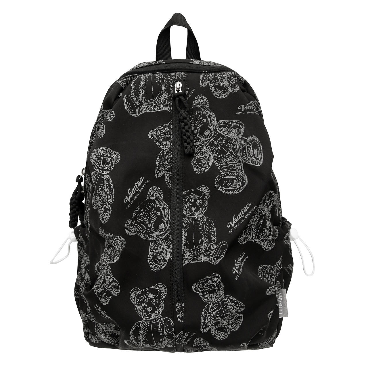 Printed bear backpack for junior high school girls, Korean version, lightweight and simple outdoor travel backpack for high school and college students Item Picture