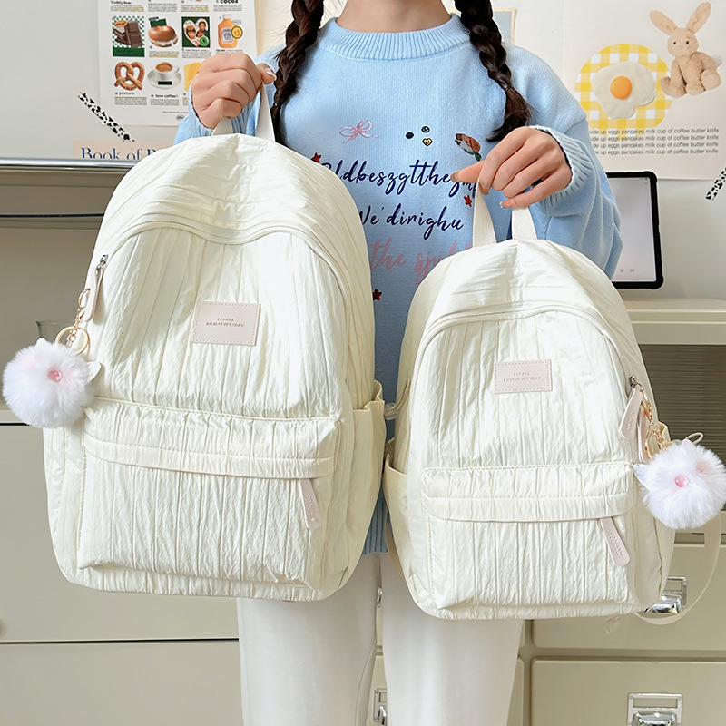 Korean-style schoolbag for junior high school girls, large-capacity solid color, lightweight backpack for primary school students, high appearance level, versatile backpack for girls full figure