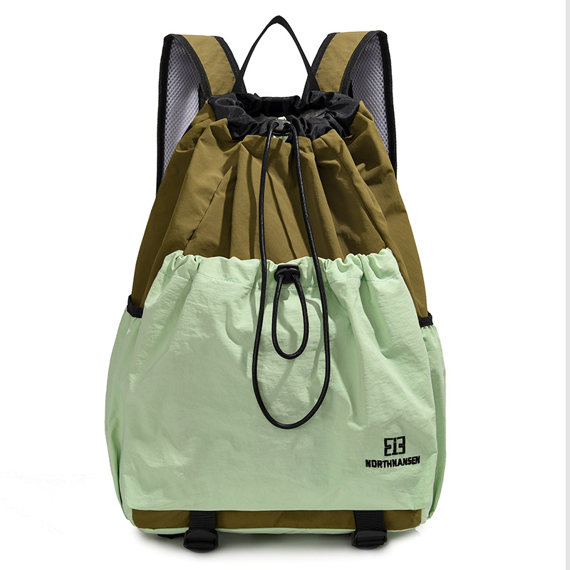 Drawstring pocket sports travel backpack for men, lightweight outdoor hiking and mountain climbing bag, college student schoolbag for women Item Picture