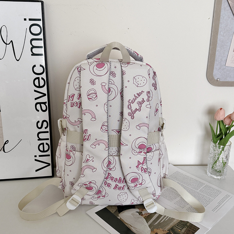 New high-appearance-level, fresh and clean schoolbag, Japanese Harajuku style, large-capacity travel backpack, printed and versatile backpack Specification drawing