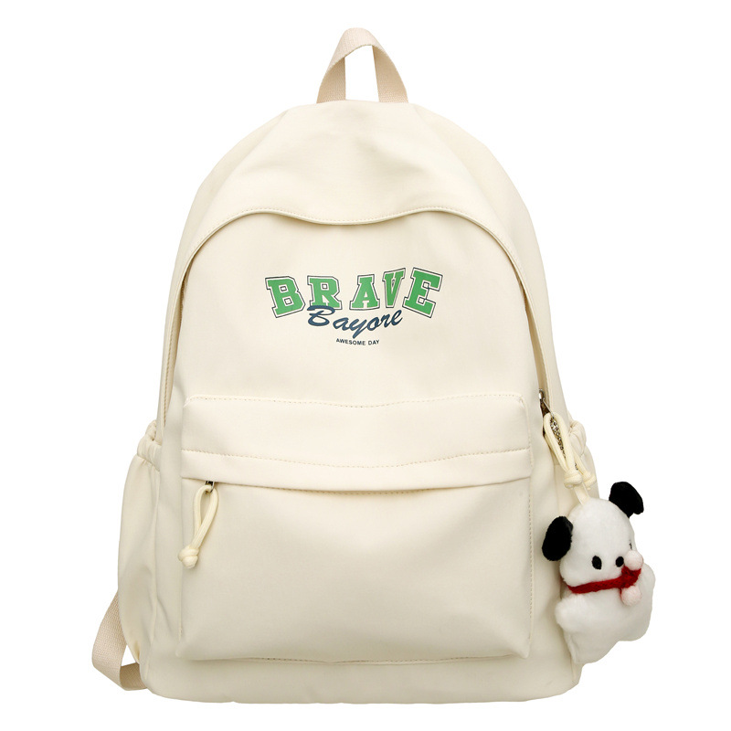 A fresh and simple schoolbag for girls, a Korean version, is a versatile solid-color backpack for junior high school students from grades three to six Item Picture