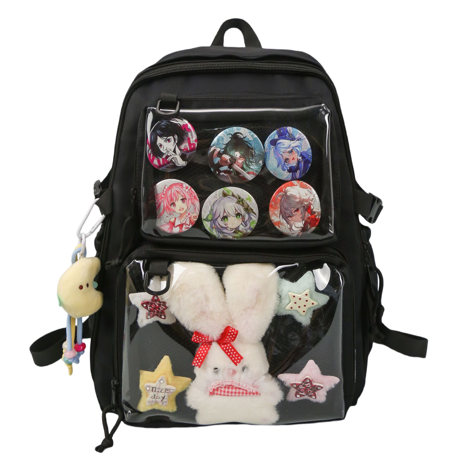 A new Japanese-style 2D anime show pain bag for students, a large-capacity casual schoolbag, a lightweight, sweet and versatile backpack Item Picture