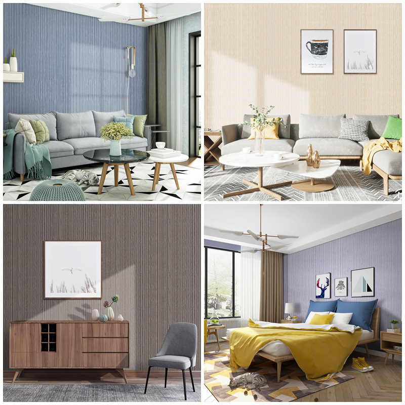 Self-adhesive wallpaper with fabric texture, thickened waterproof plain color, hotel living room, bedroom, corridor, background wall, wardrobe renovation wallpaper details Picture