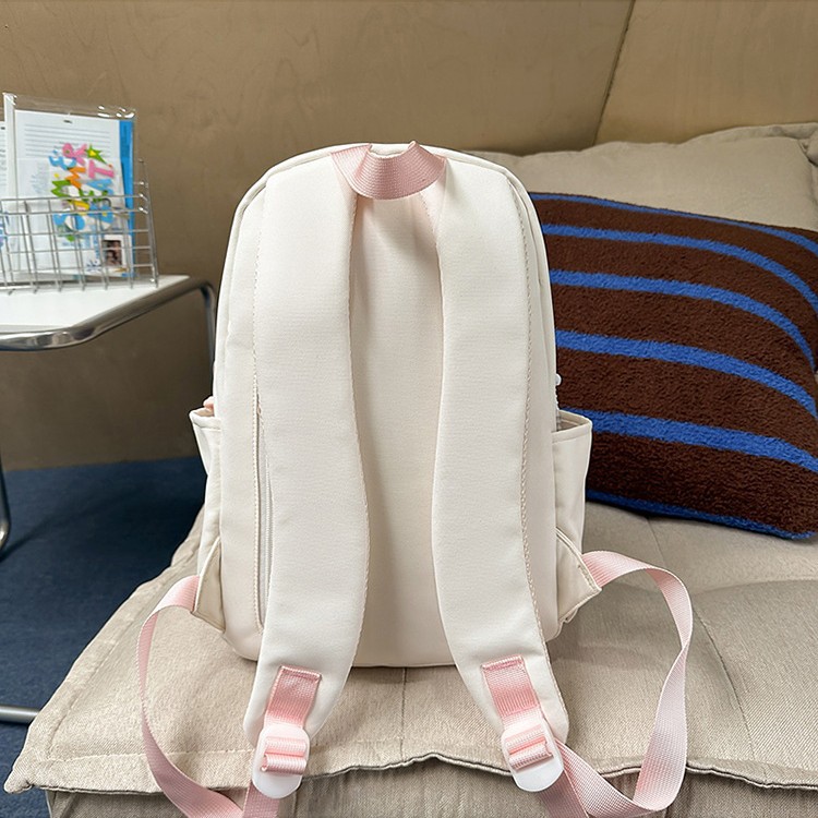 New high-appearanceess-level versatile backpack for college students, embroidered schoolbag, solid color, simple, lightweight and casual backpack Specification drawing