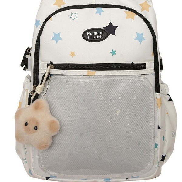 A new high-appearance-level forest-themed ins fresh, sweet and cute graffiti star backpack, a lightweight backpack for junior and senior high school students Item Picture