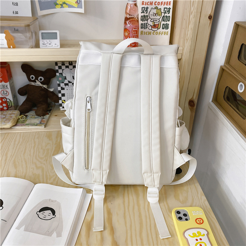 A new minimalist backpack with a Korean niche design, a versatile travel backpack, and a lightweight, color-blocking, large-capacity student schoolbag Specification drawing