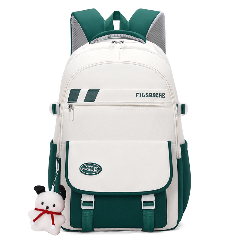 New lightweight and large-capacity junior high school schoolbag, fashionable color-blocking lightweight and casual backpack for girls, and cross-border backpack for girls Item Picture