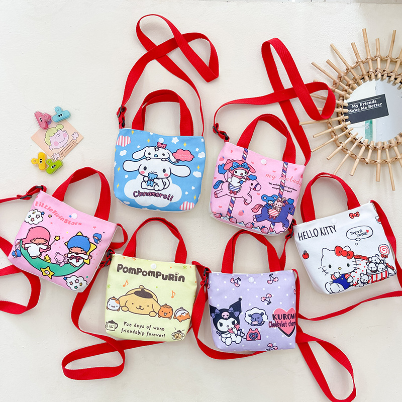 A cute girl's crossbody bag with comic graffiti, a large-capacity phone bag for parents and children, and a stylish canvas handbag for kids full figure
