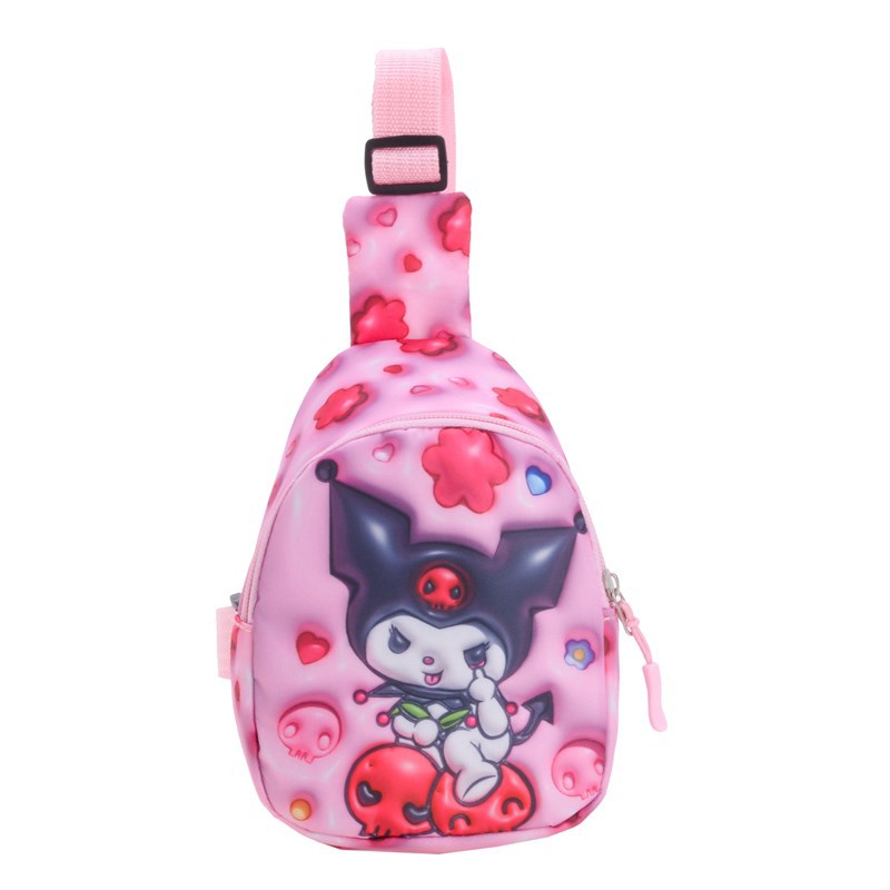 Children's chest bag, Kuromi cute cartoon bag, girls' trendy and simple single-shoulder crossbody bag, travel coin purse Item Picture