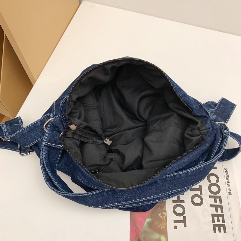 American retro fashion trend denim backpacks for junior and senior high school students, men's and women's backpacks, single-shoulder crossbody bags, and student schoolbags Application Scenario