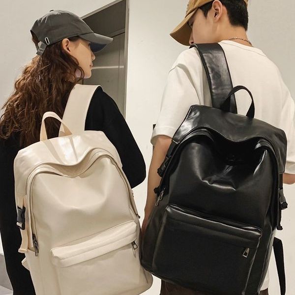 New large-capacity backpacks for men, pu sports and trendy couple backpacks, water-resistant backpacks for junior and senior high school students details Picture
