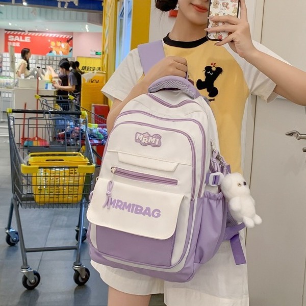 A cute schoolbag for junior high school students, a lightweight forest-themed versatile bag with contrasting colors, and a large-capacity backpack for high school students details Picture