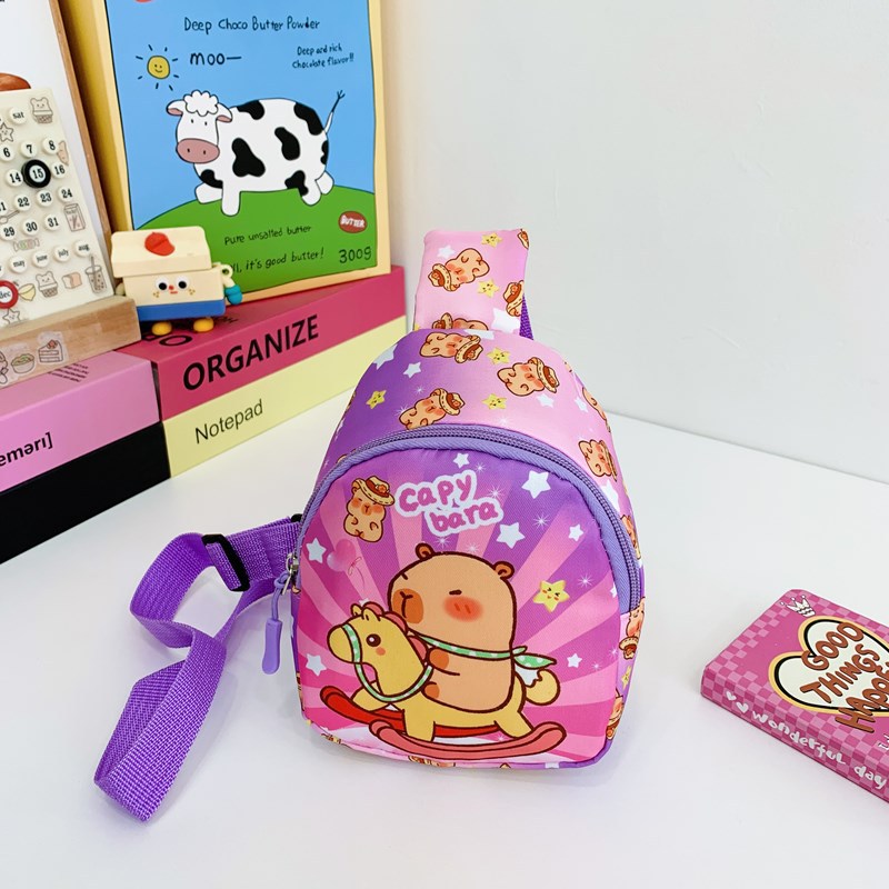 2025 New children's bag, Capibara cartoon chest bag, Capybara kindergarten boys' and girls' outdoor single-shoulder crossbody bag Specification drawing