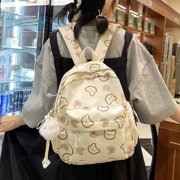 Cute schoolbag with a girlish heart, versatile backpack for girls, fashionable small backpack for shopping, trendy spring outing bag for mom with kids full figure