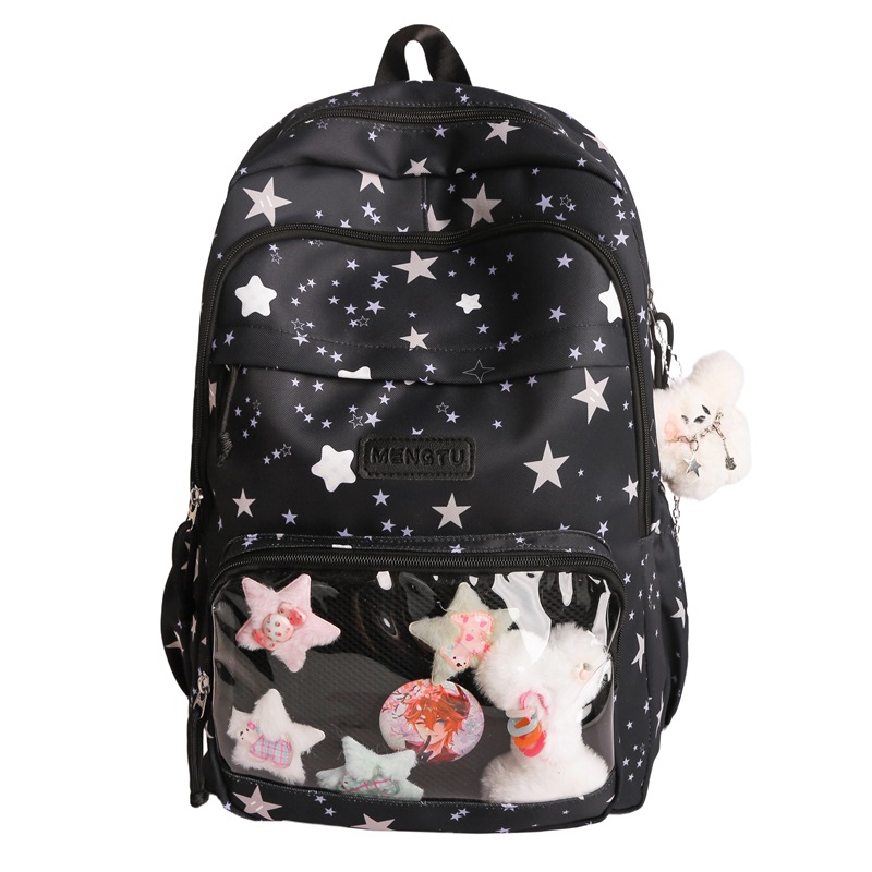A fresh and cute candy-colored new Japanese-style star-patterned pain bag for junior and senior high school students, with a large capacity backpack Item Picture