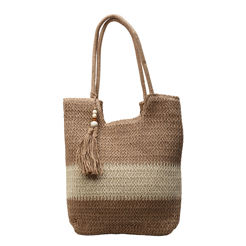 New stylish beach woven bag with high appearance level, casual and versatile straw woven single-shoulder bag, large-capacity tote bag Item Picture