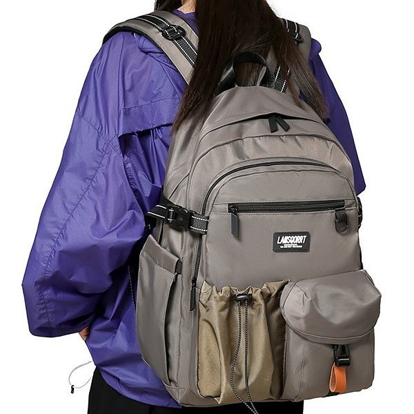 New high-appearation-level workwear-style backpacks for couples in contrasting colors, casual and simple cross-border travel and mountaineering, large-capacity backpacks details Picture