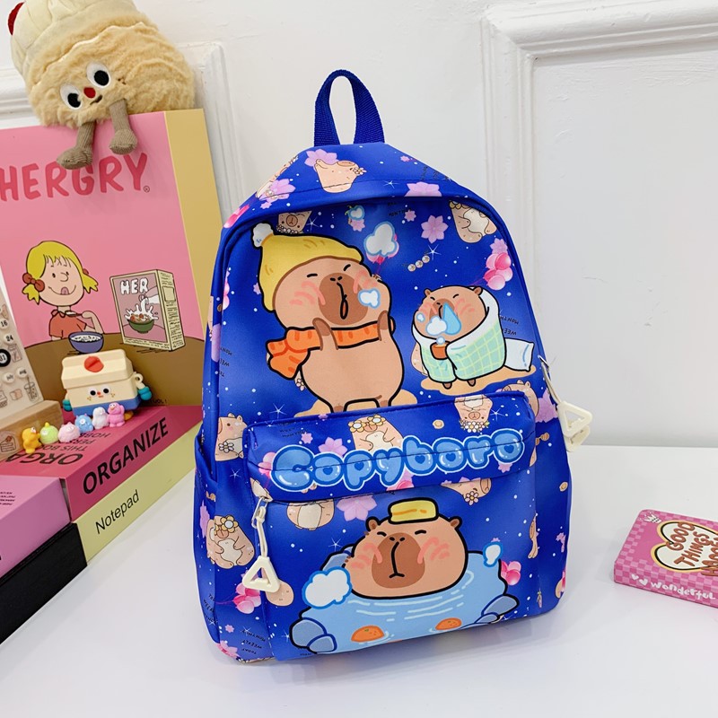 Capibala cute printed children's schoolbag, large-capacity lightweight back-protecting schoolbag, high appearance level trendy bag for female primary school students details Picture