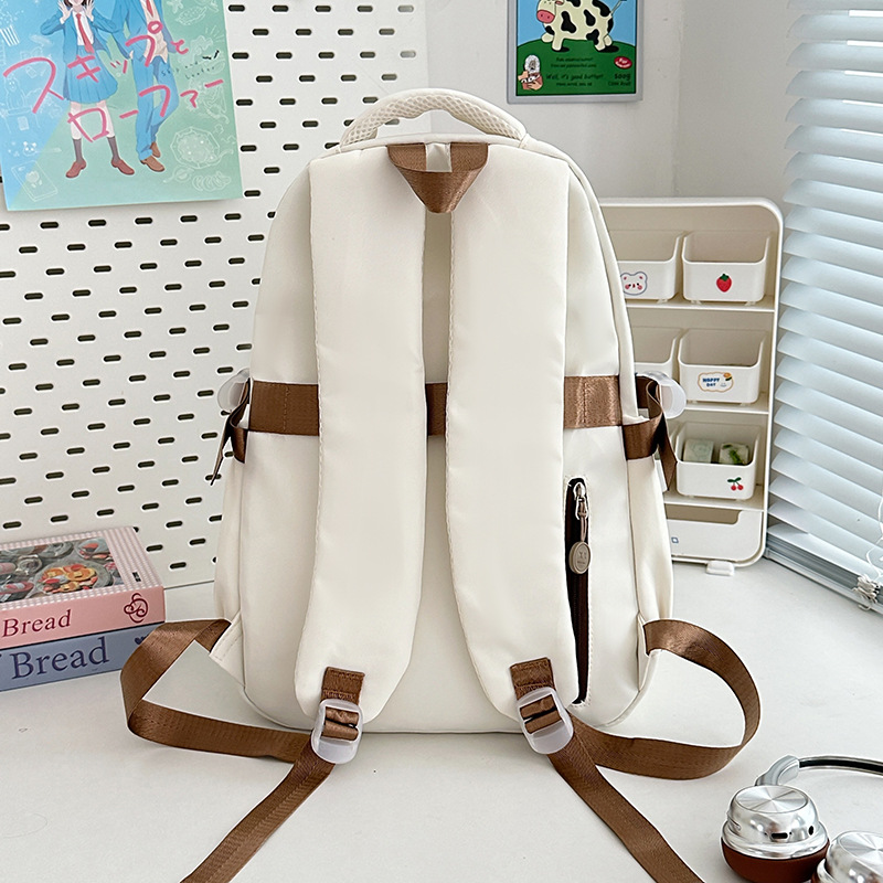 A new high-appearance-level Japanese ins fresh and sweet color-blocking tutorial bag, a lightweight and large-capacity backpack for junior and senior high school students Specification drawing