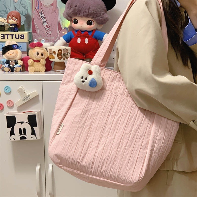 New Korean-style casual and versatile single-shoulder bag, large-capacity tote bag for female college students' commuting to class, and lightweight tutorial bag full figure