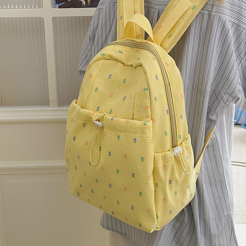 Korean Instagram-style checkered and stylish backpack, high appearance level, lightweight schoolbag for students' classes, fresh and sweet backpack full figure