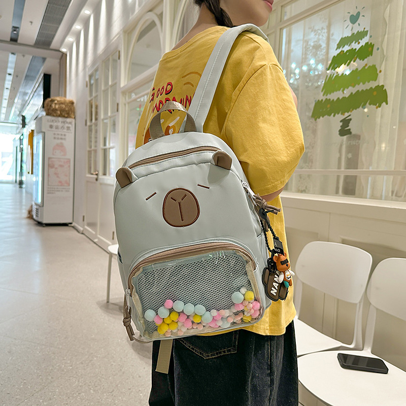 A new high-appearure-level cute Kapibara schoolbag for girls, a lightweight and versatile large-capacity backpack for commuting full figure