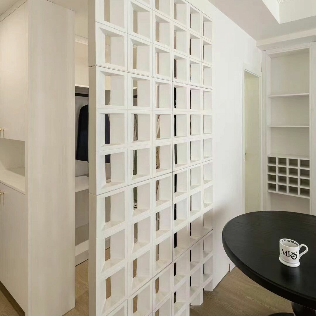 Selected lightweight PU nine-grid frosted cement component double-sided background wall design partition hollow brick source factory Specification drawing