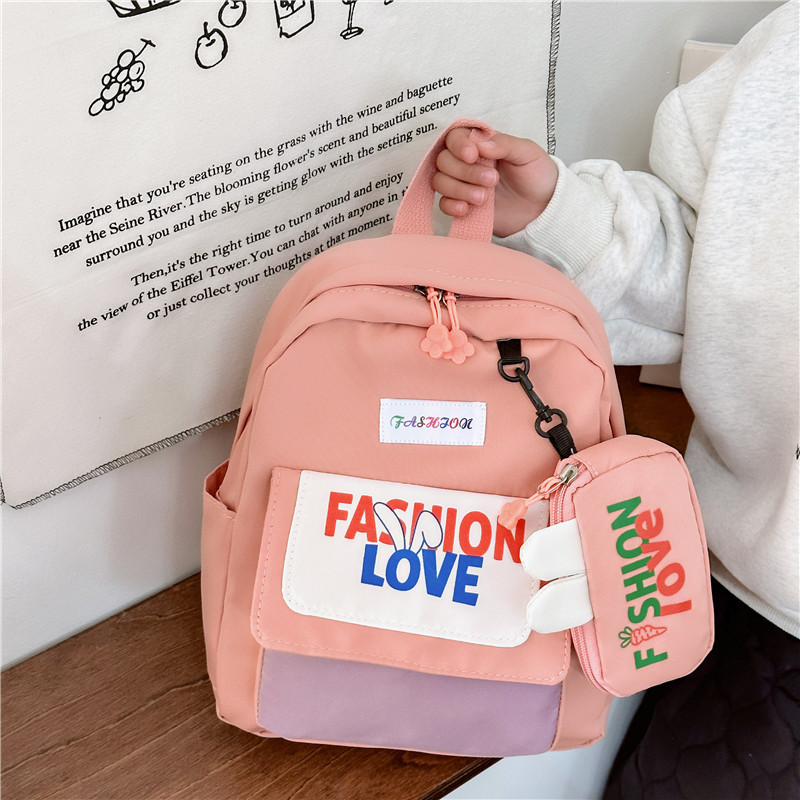 Wholesale of trendy kindergarten children's small schoolbags with 2024 new letter-printed cute backpacks for medium and senior classes details Picture
