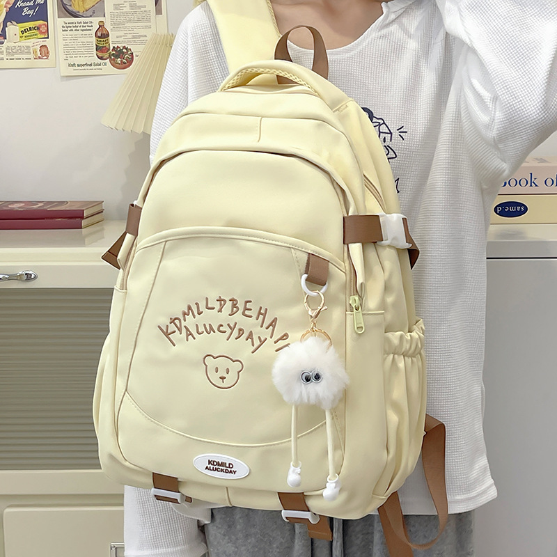 New schoolbag for girls, Japanese-style inS-style letter embroidery treasure, travel backpack for girls, versatile middle school backpack details Picture