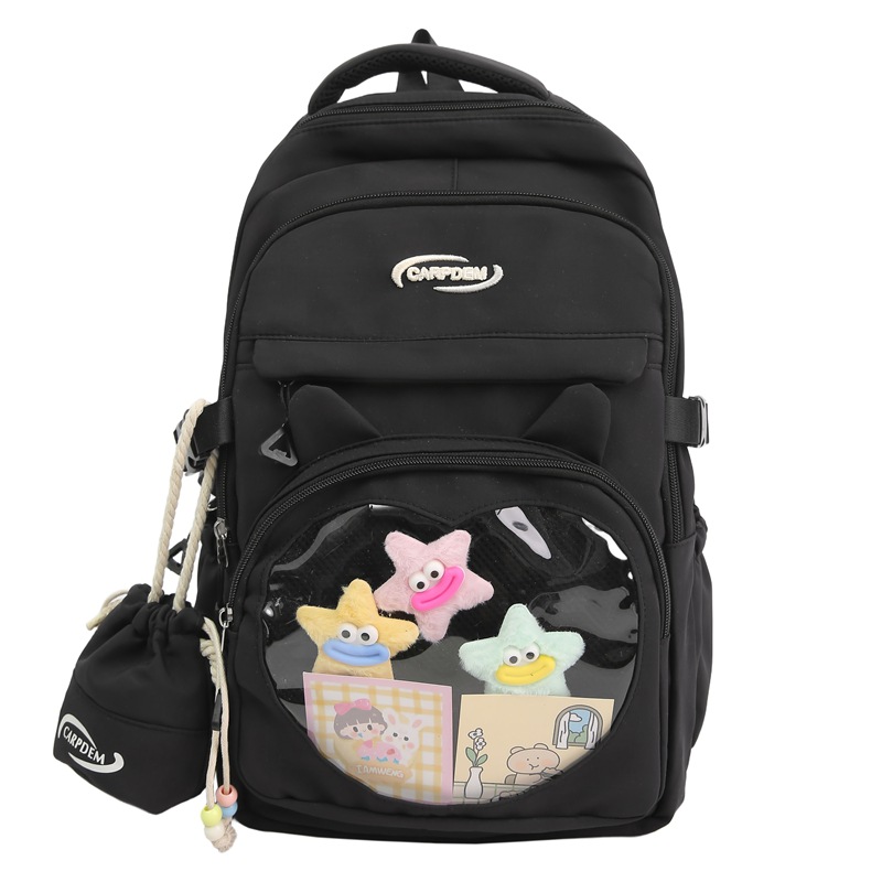 Japanese-style fresh and cute transparent pain-relieving bag, versatile, lightweight and large-capacity class backpack for 2D girls Item Picture