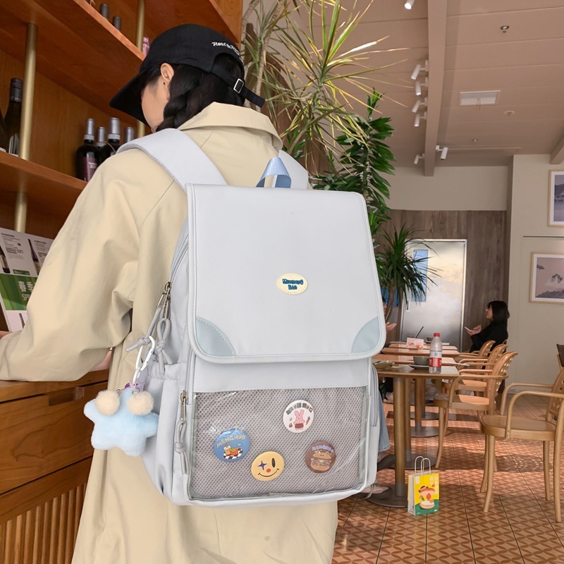 Japanese-style Instagram sweet girl backpack, 2D academy style student schoolbag, high appearance level, baggy backpack full figure