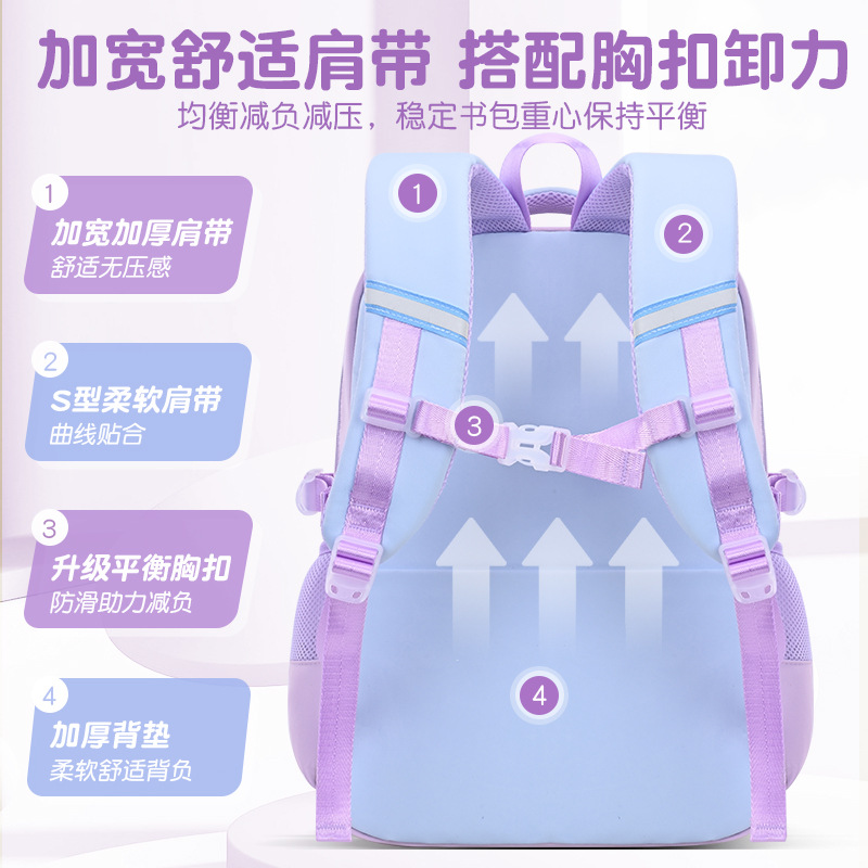 New waterproof, ultra-light, large-capacity, cute and lightweight backpack for girls in grades 3 to 6 Specification drawing
