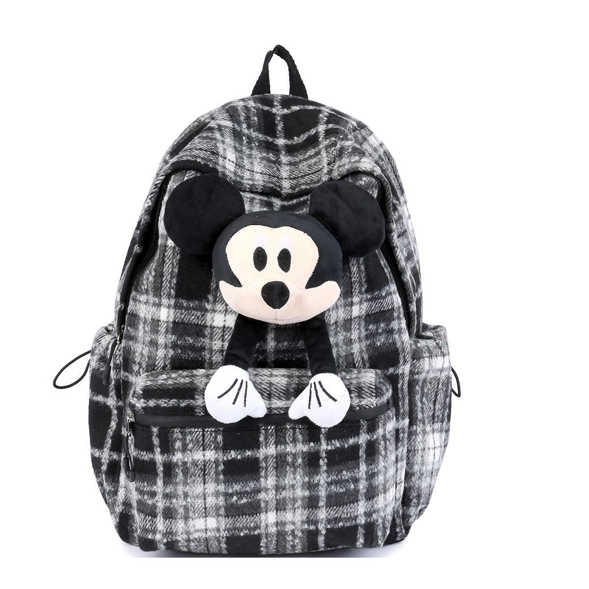 2025 Korean retro Japanese-style large-capacity college student schoolbag, checkered backpack, high appearance level, Mickey versatile backpack Item Picture