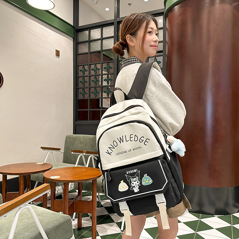 New trendy and stylish schoolbag, large-capacity Kuromi, cute backpack for primary school students from grades three to six and junior high school students details Picture