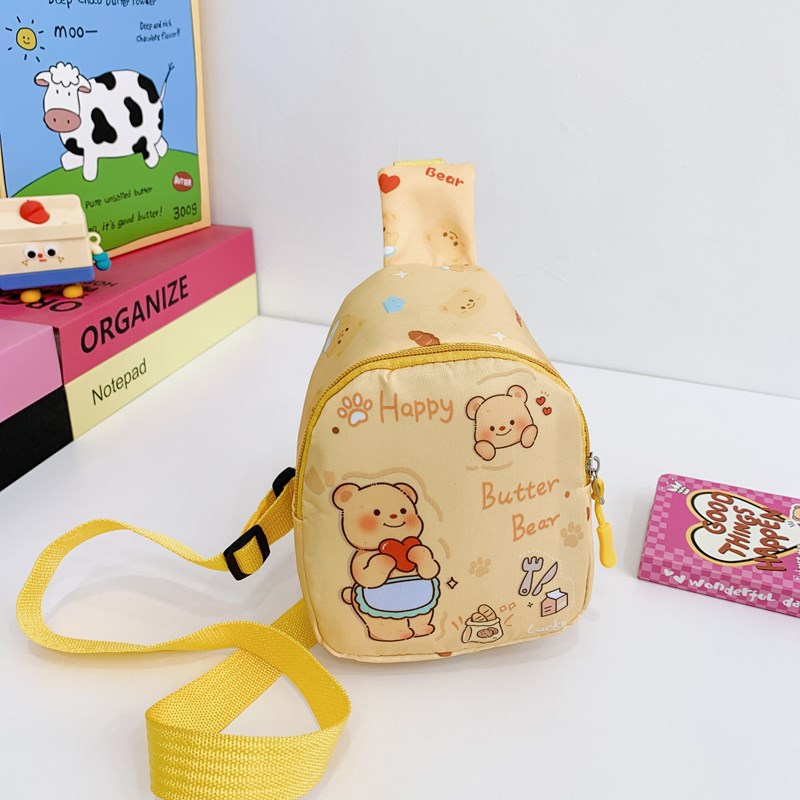 Children's Bag 2025 New style Korean-style cute animal print baby chest bag, lightweight girl sweet colorful crossbody bag Specification drawing