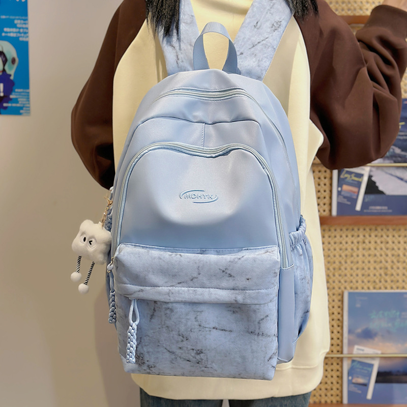 2025 New Japanese-style tie-dyed backpack, Korean-style fashionable and cute large-capacity schoolbag, casual and simple commuting backpack details Picture