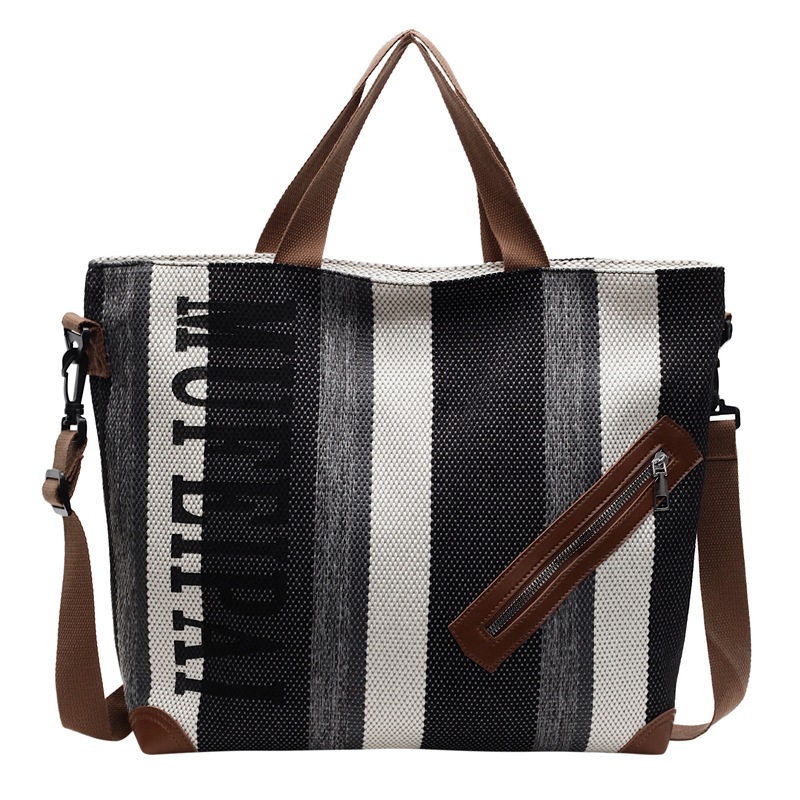 Casual striped simple large-capacity bag for women 2025 new trendy and versatile ins commuter single-shoulder tote bag Item Picture
